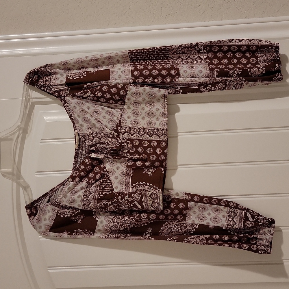 Pattern off the shoulder top